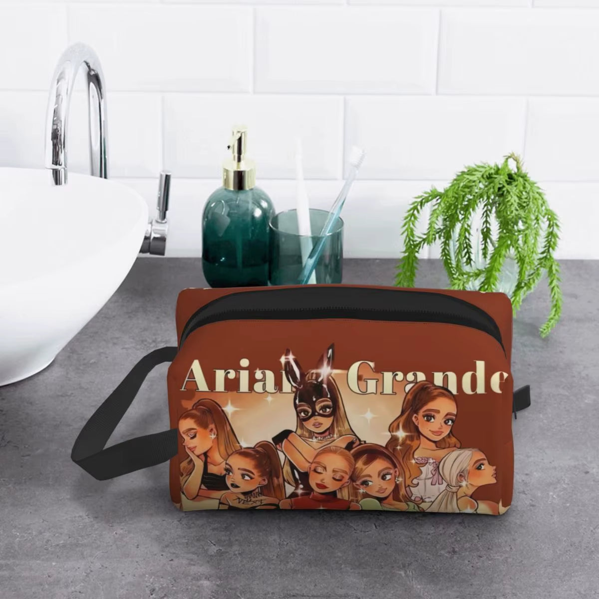 Custom Ariana Grande Cosmetic Bag Women Kawaii Big Capacity Thank U,Next Latest Album Makeup Case Beauty Storage Toiletry Bags