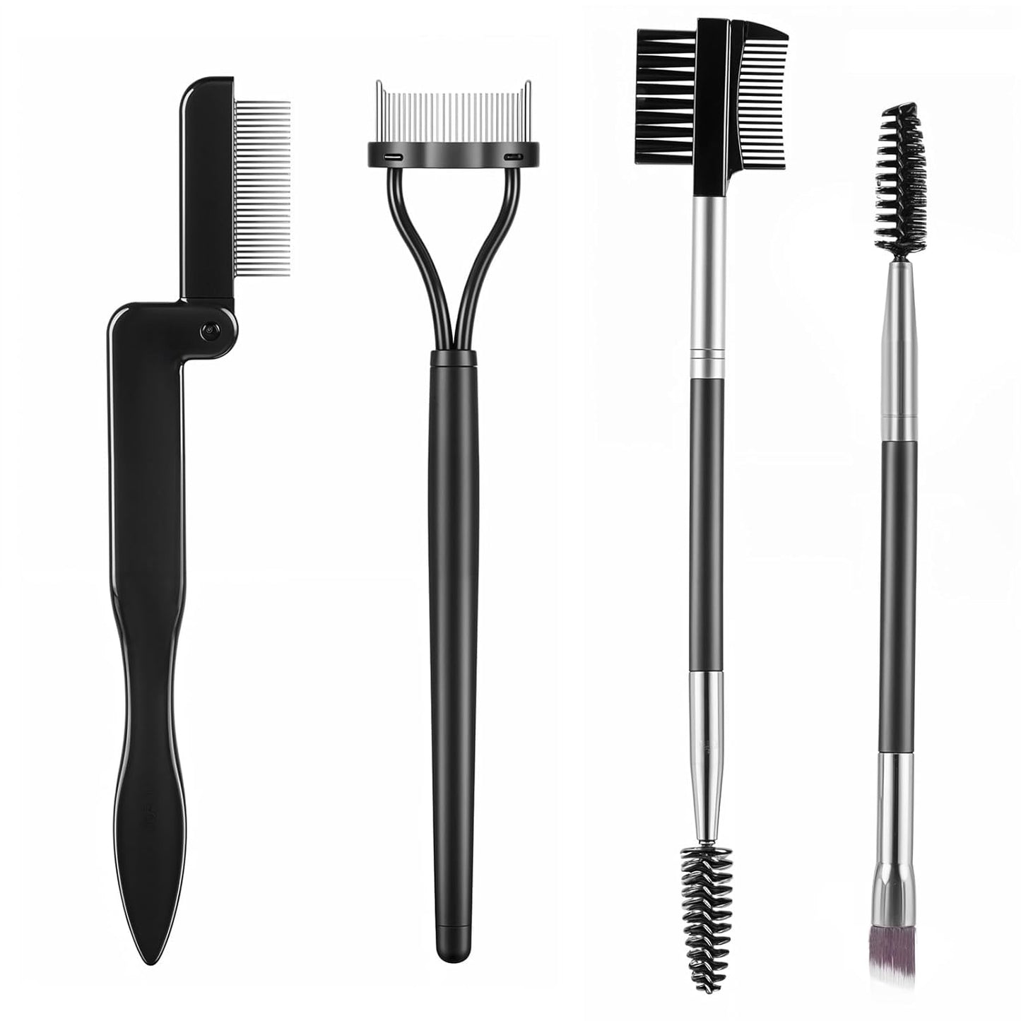 4 PCS Eye Brow Comb Separator Brow Comb Metal Eyelash Comb Eye Brow Brush Comb Mascara Comb for Separating Lashes Professional Makeup Grooming Brush for Girls Women Eyebrows Upper Lower Eye Lashes