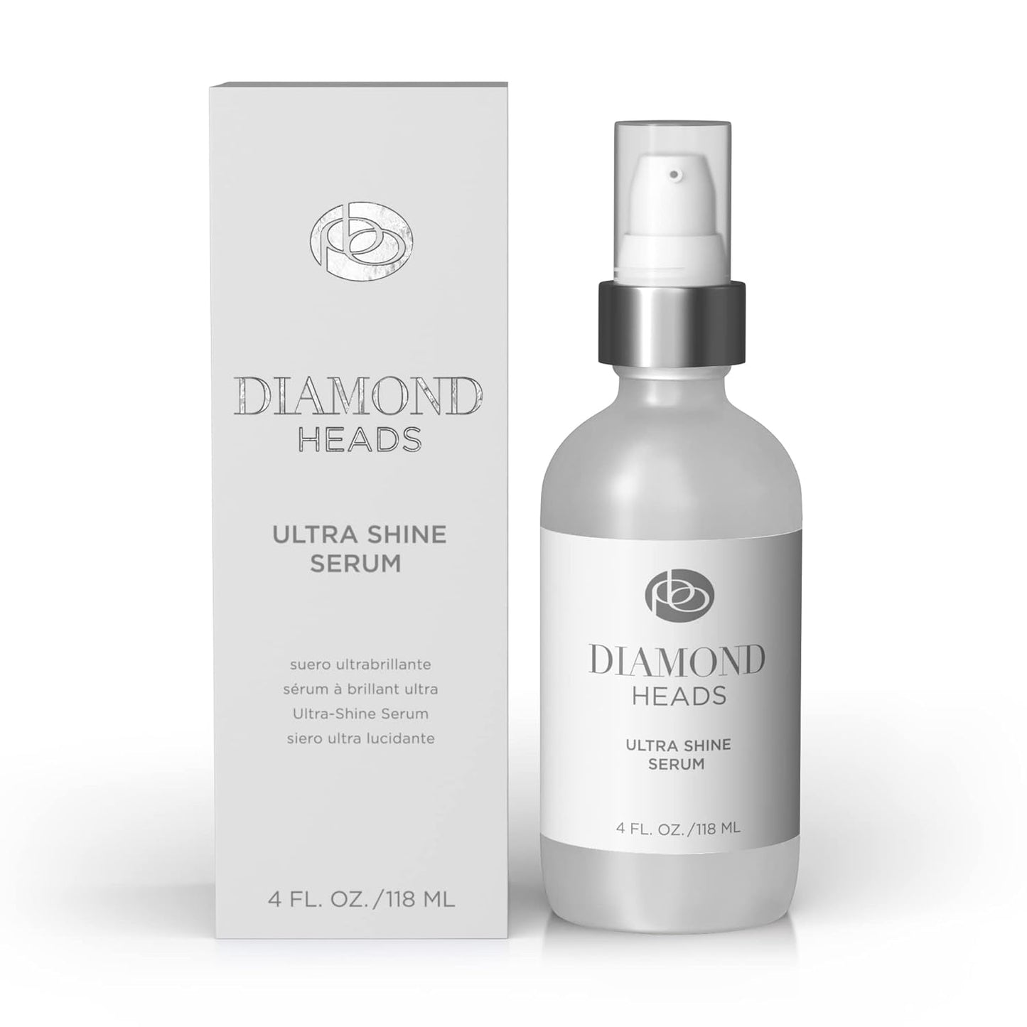 Diamond Heads Ultra Shine Serum - Anti-Frizz Hair Shine Serum Styling Product - Natural Botanical & Fruit Extracts Add Luster - Smooths Natural, Color Treated Hair & Perms