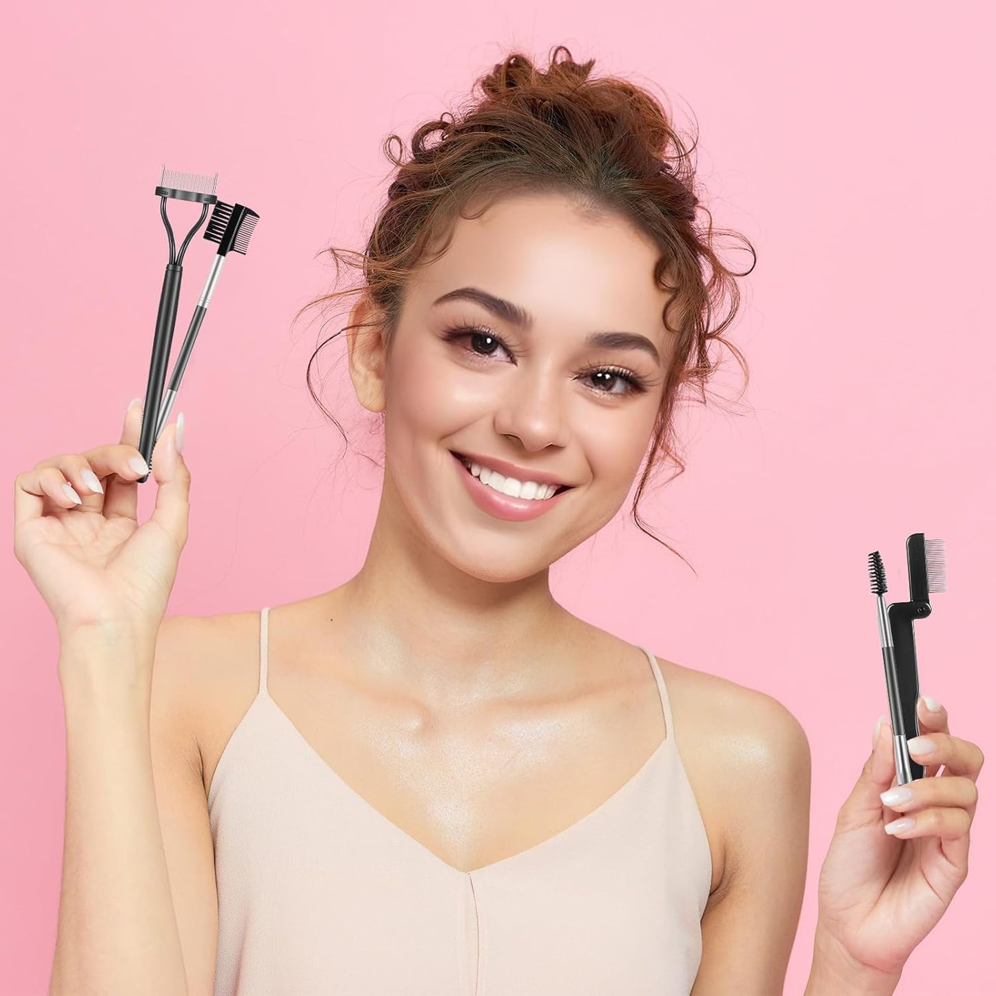 4 PCS Eye Brow Comb Separator Brow Comb Metal Eyelash Comb Eye Brow Brush Comb Mascara Comb for Separating Lashes Professional Makeup Grooming Brush for Girls Women Eyebrows Upper Lower Eye Lashes