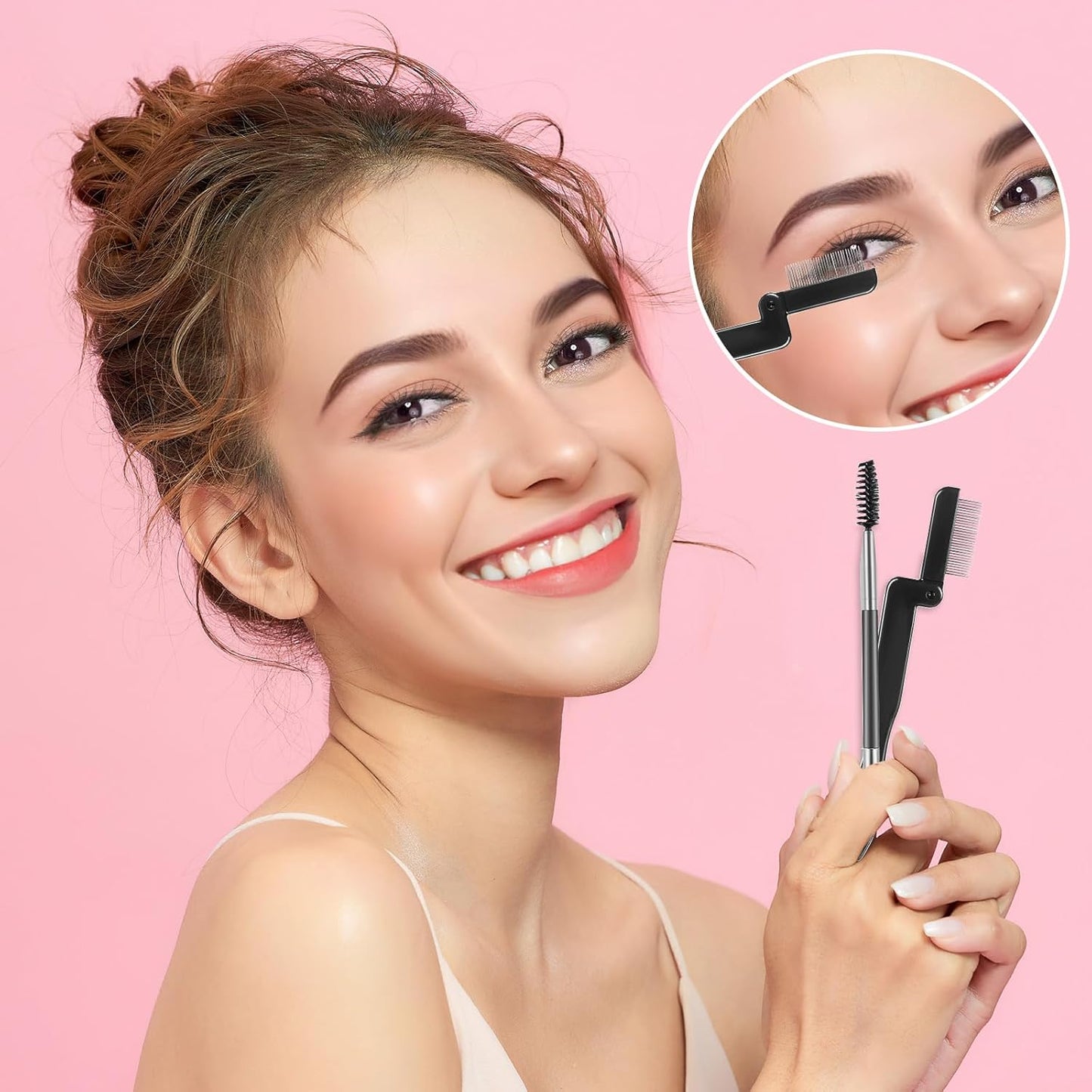 4 PCS Eye Brow Comb Separator Brow Comb Metal Eyelash Comb Eye Brow Brush Comb Mascara Comb for Separating Lashes Professional Makeup Grooming Brush for Girls Women Eyebrows Upper Lower Eye Lashes