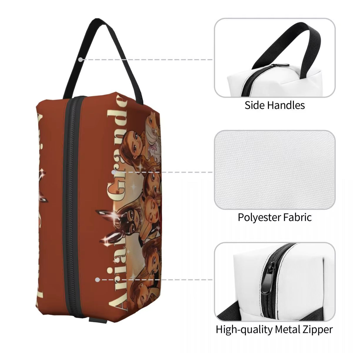 Custom Ariana Grande Cosmetic Bag Women Kawaii Big Capacity Thank U,Next Latest Album Makeup Case Beauty Storage Toiletry Bags