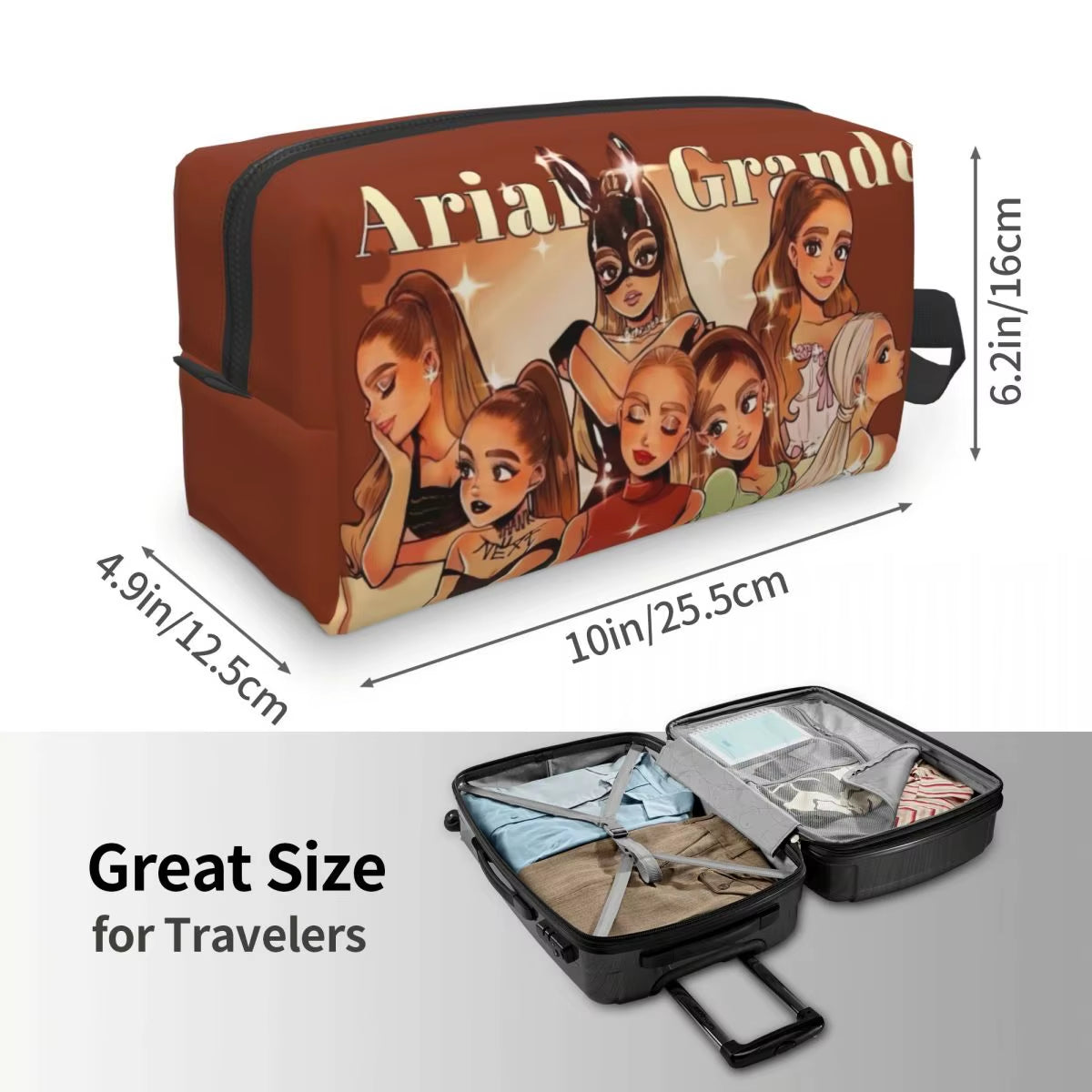 Custom Ariana Grande Cosmetic Bag Women Kawaii Big Capacity Thank U,Next Latest Album Makeup Case Beauty Storage Toiletry Bags