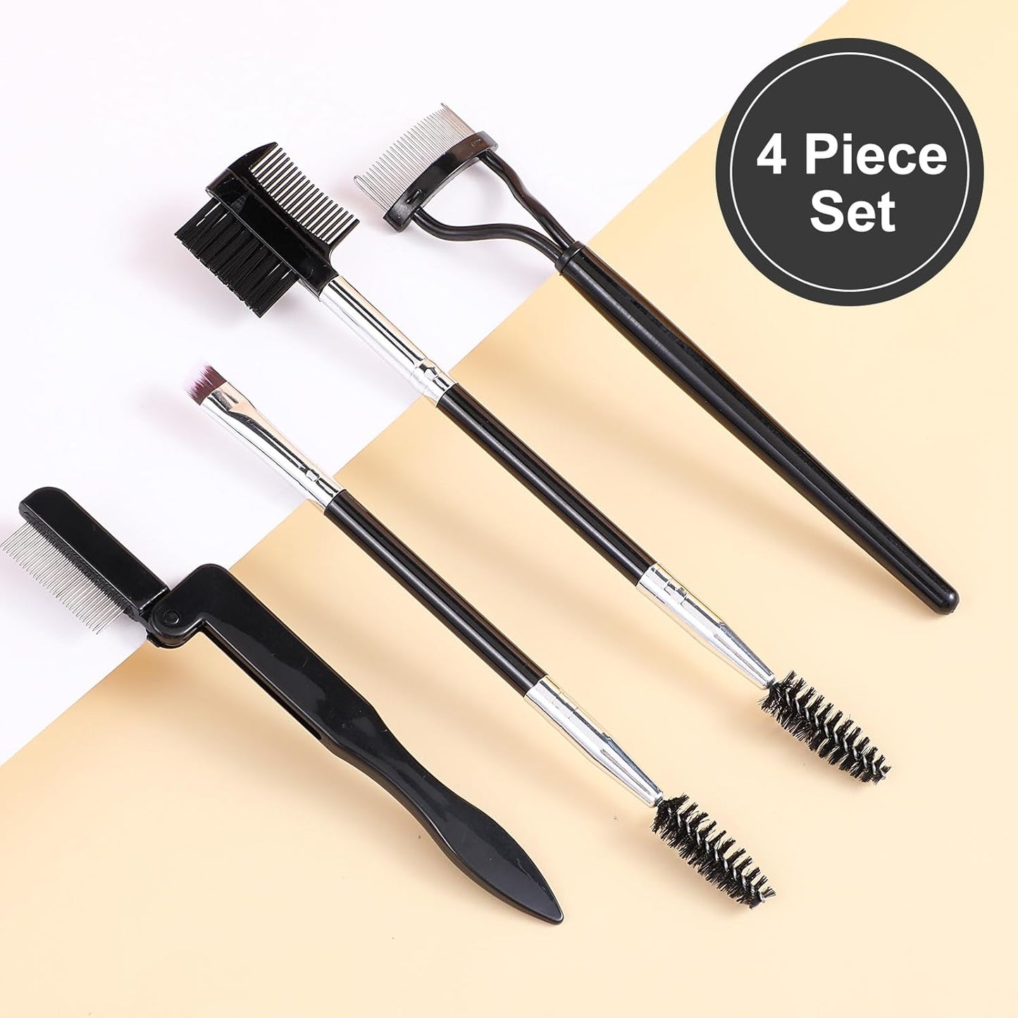4 PCS Eye Brow Comb Separator Brow Comb Metal Eyelash Comb Eye Brow Brush Comb Mascara Comb for Separating Lashes Professional Makeup Grooming Brush for Girls Women Eyebrows Upper Lower Eye Lashes