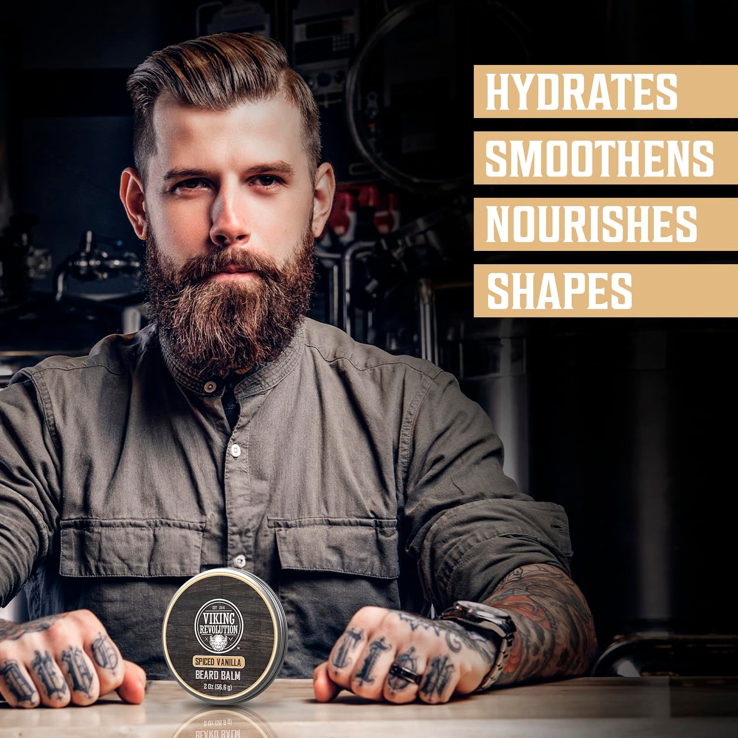 Spiced Vanilla Beard Balm - Beard Butter with Argan Oil, Beard Softener for Men with Jojoba Oil - Beard Moisturizer for Men with Beeswax - Beard Wax for Men (2Oz, 1 Pack)