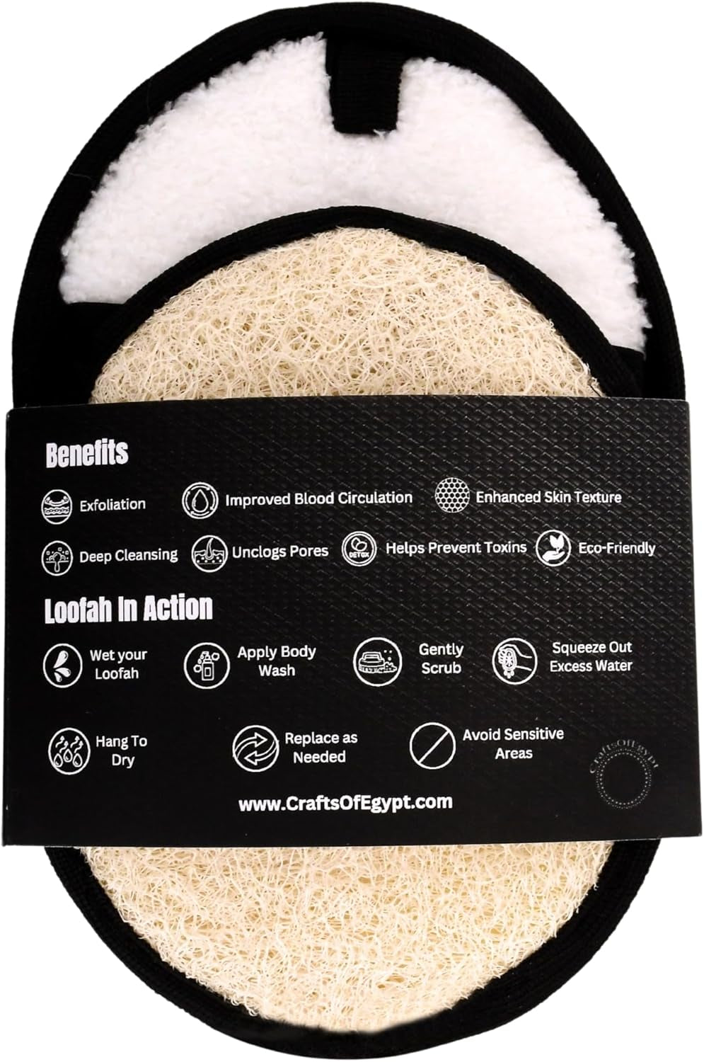 Rugged Natural Shower Loofah for Men - Tough Eco-Friendly Exfoliating Body Scrubbers, Durable & Gentle Terry Towel Cloth Pad for Manly Skin Care - Lufas, Luffa, Loufas Sponges