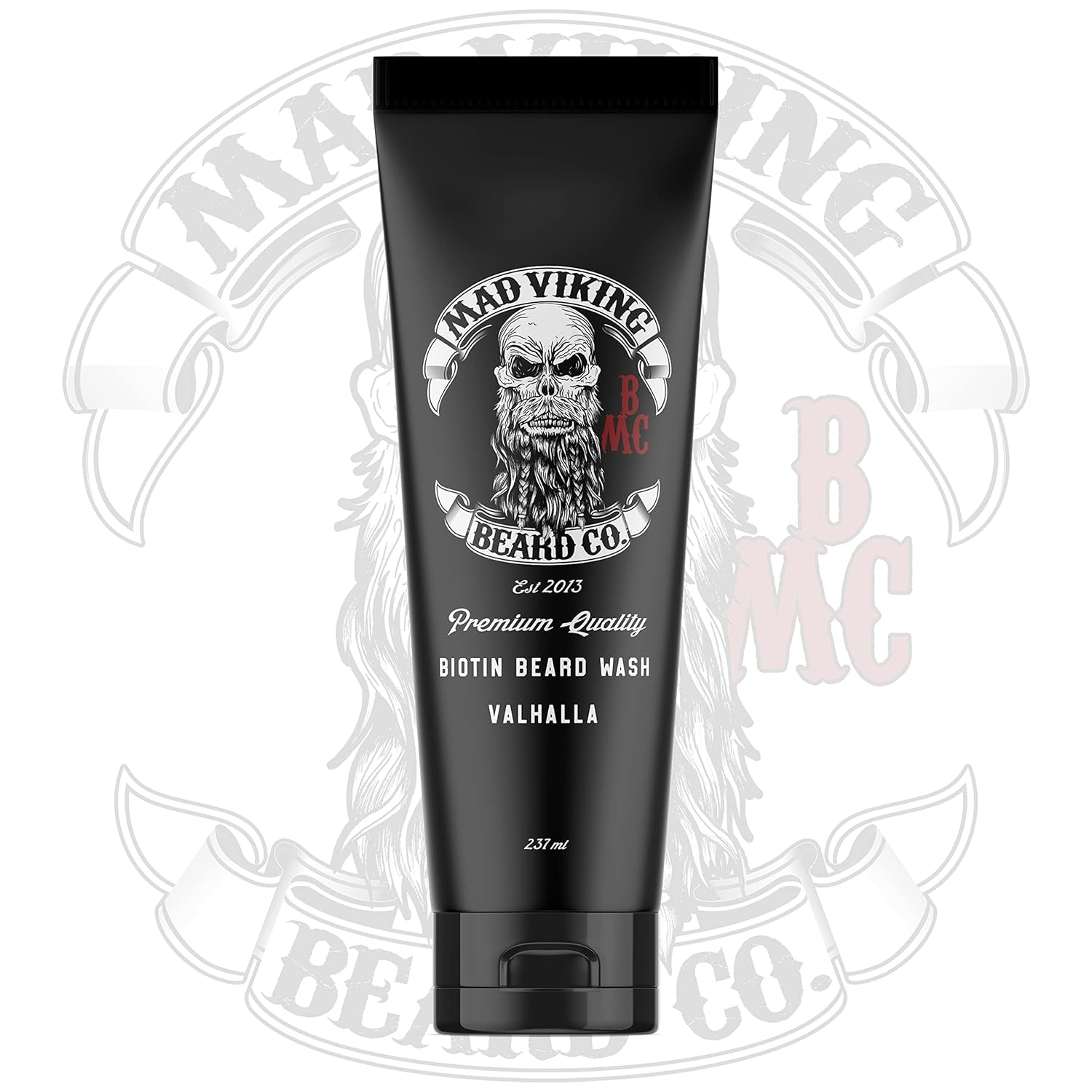 Mad Viking Valhalla Biotin Beard Wash – Deep Moisturizing Cleanse - Grow a Healthy Beard - Made with Premium Ingredients to Fight Itch and Dandruff - Sandalwood & Vanilla Scent, Made in the USA - 8Oz