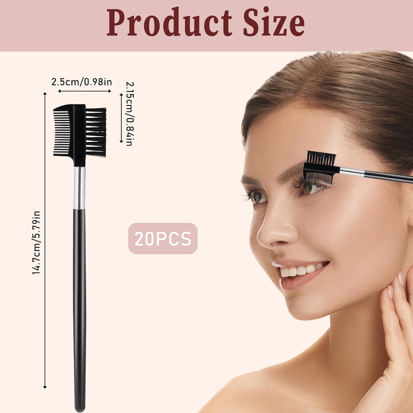 20 Pack Eyebrow Brush and Comb Eye Brow Eyelash Brush Comb, Eyelash Makeup Brush, Makeup Tool for Eyelashes Extension, Eye Makeup Brush, Lash Seperating Combs