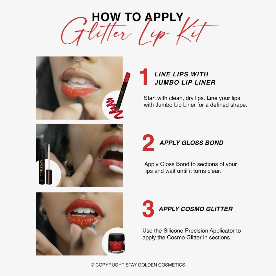 Stay Golden Cosmetics Burlesque Glitter Lip Kit (Red)