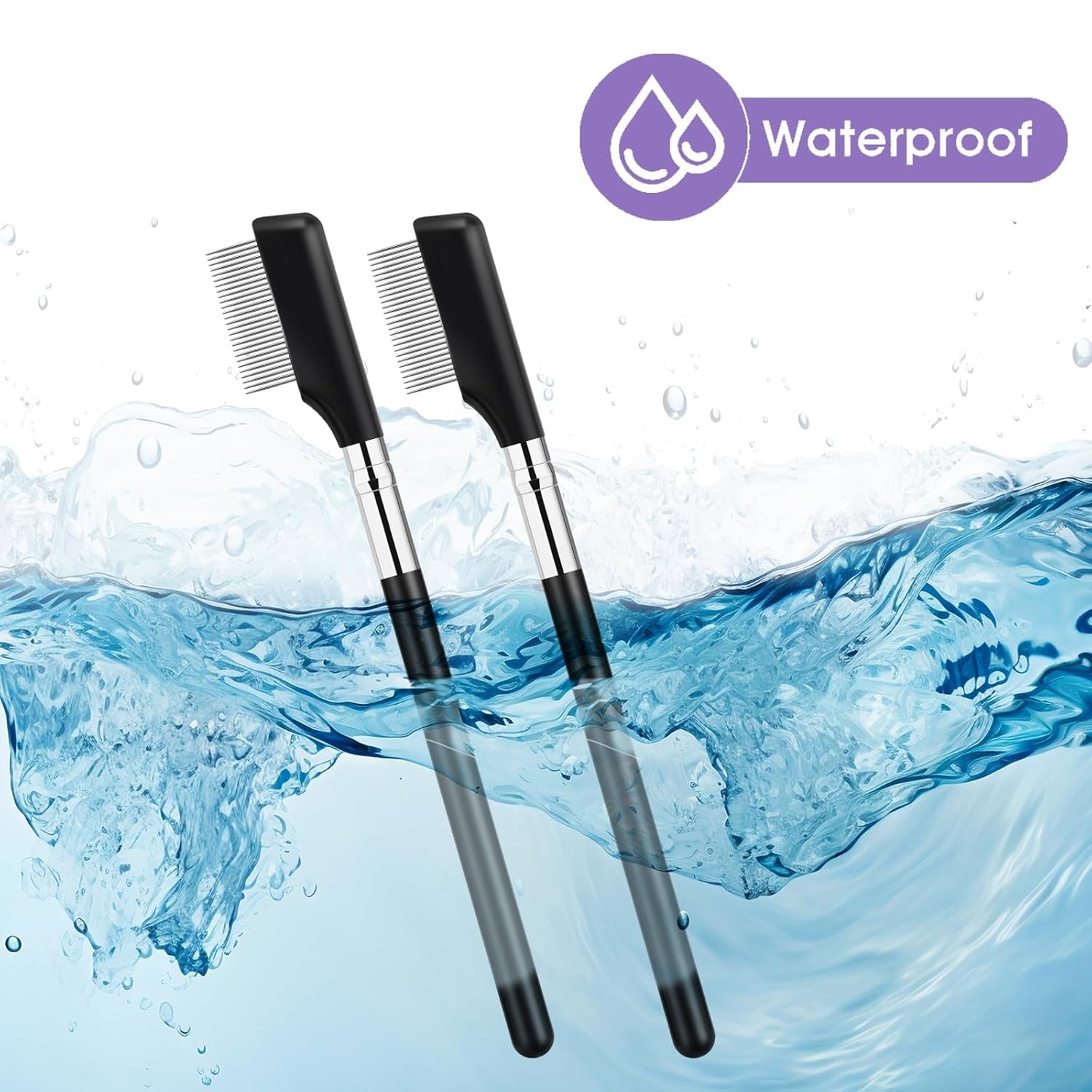Eyebrow Brush, 2 Pack Metal Eyelash Comb Small Eyelash Brush Eyelash Separator Tool Grooming Eye Lash Separator Grooming Brushes Eyebrow Comb with Metal Teeth Eye Makeup Tool for Women (Medium Handle)