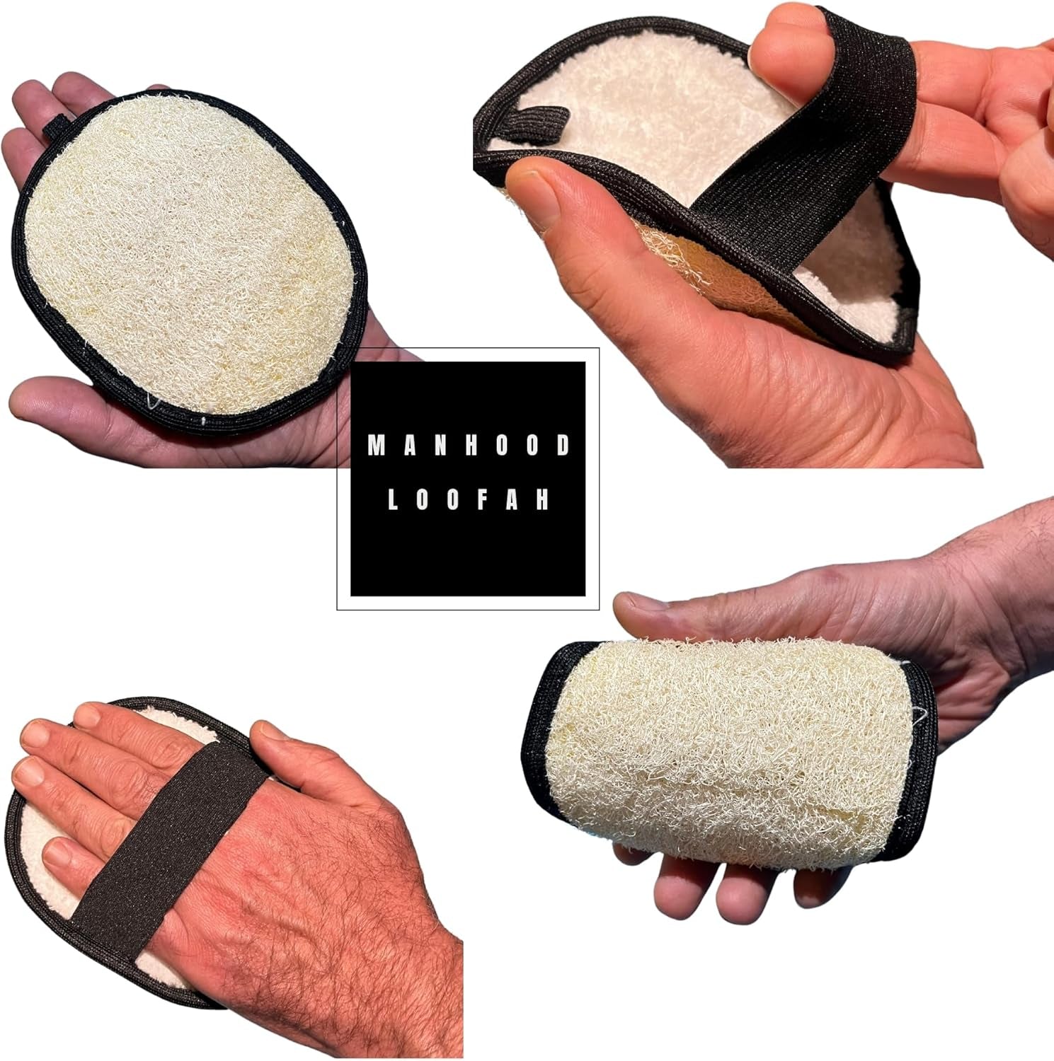 Rugged Natural Shower Loofah for Men - Tough Eco-Friendly Exfoliating Body Scrubbers, Durable & Gentle Terry Towel Cloth Pad for Manly Skin Care - Lufas, Luffa, Loufas Sponges